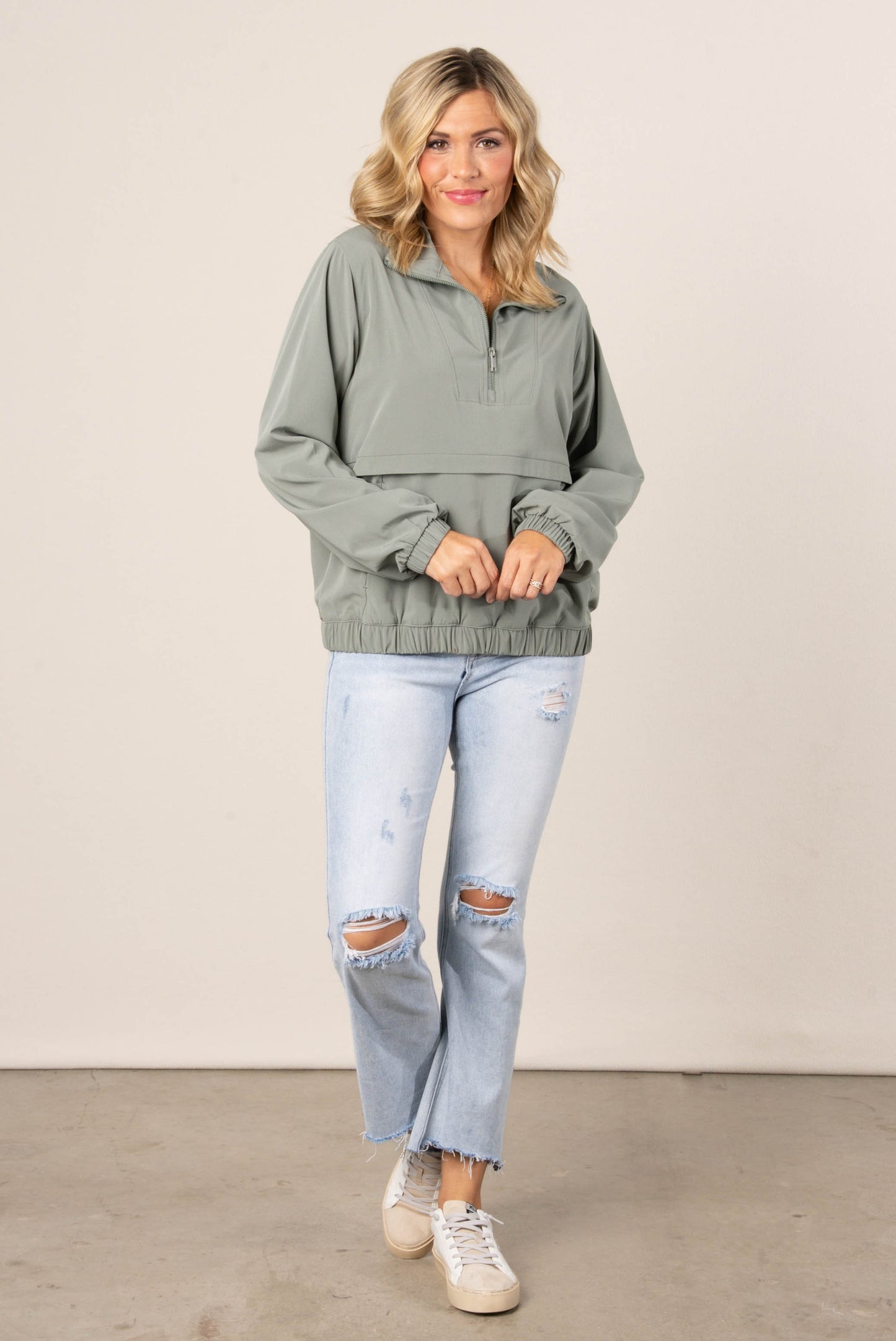 Textured Half Zip Athleisure Pullover