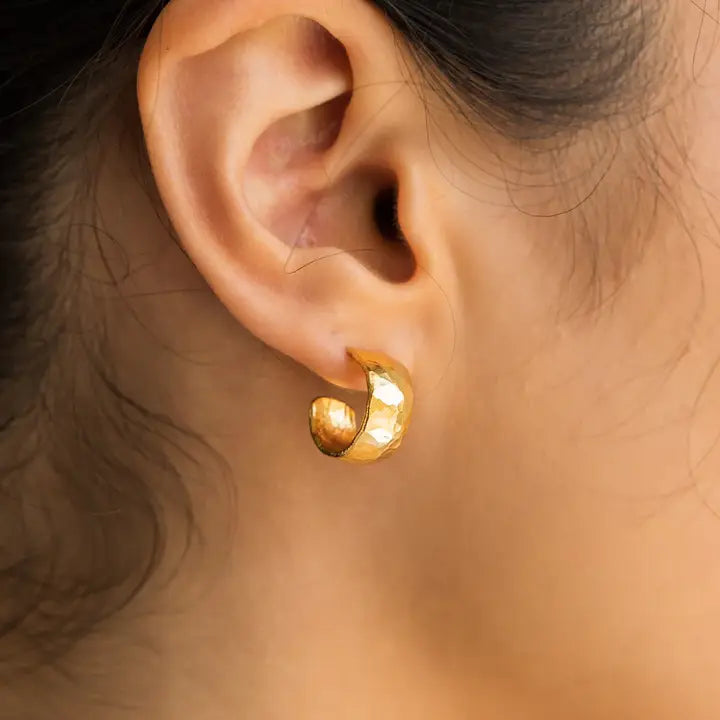 Mini Hammered Hoop Earrings