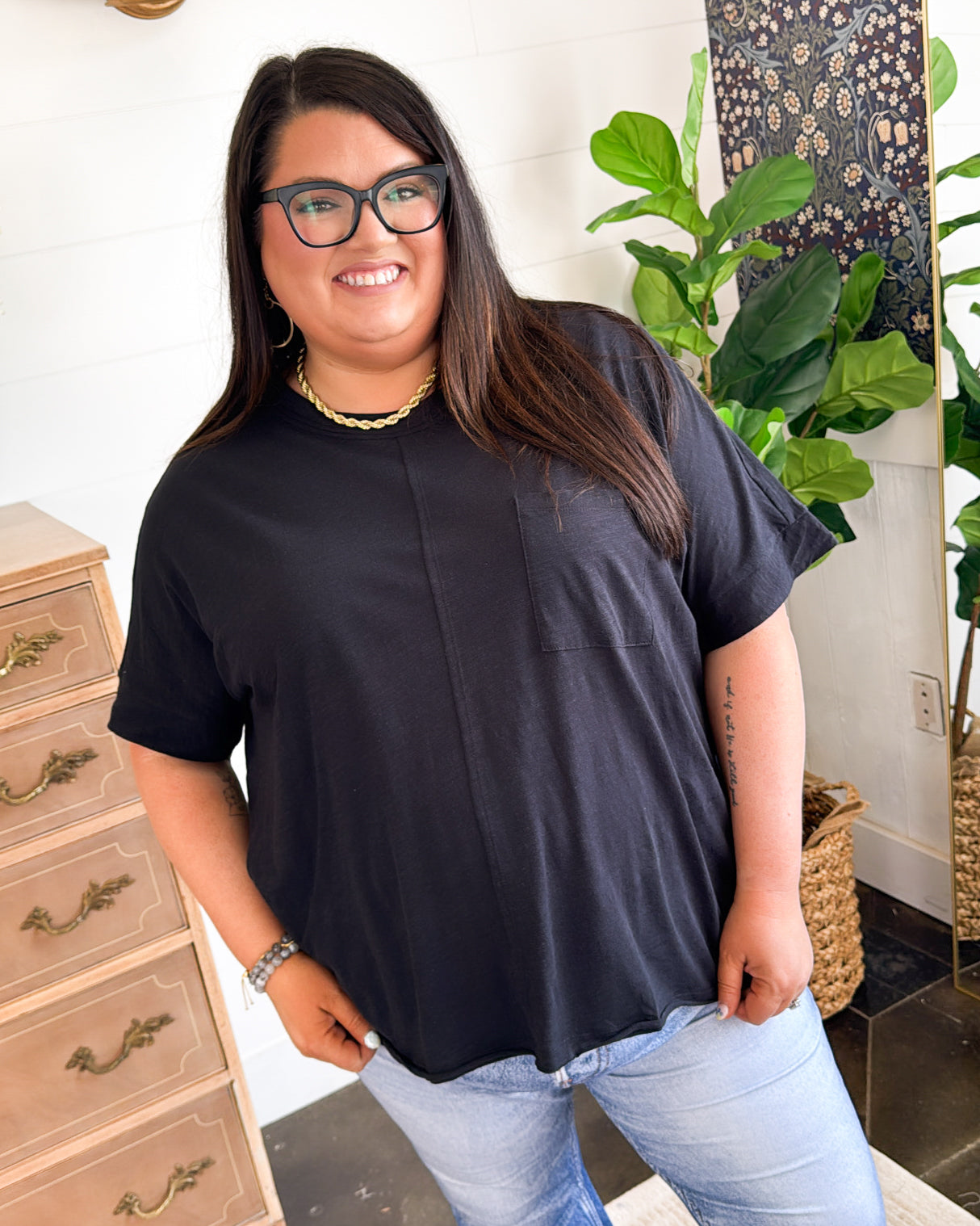 Fresh Serve Seamed Slub Knit Tee