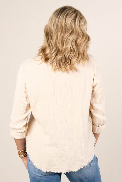 Gauze Knit Tab Sleeve Shirt *Final Sale*