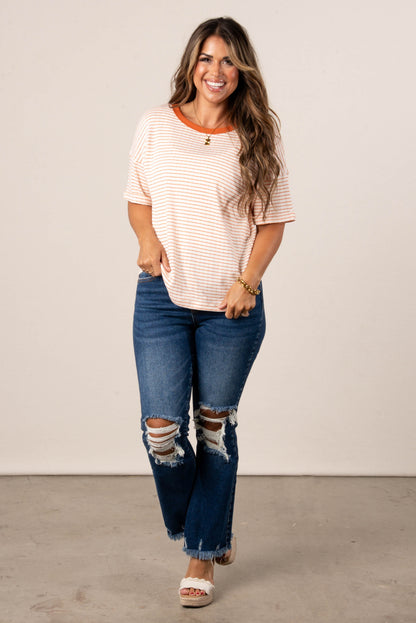 Striped Pointelle Knit Top