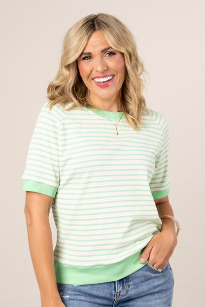 Textured Stripe Raglan Top