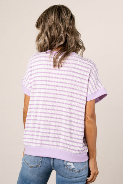 Textured Stripe Dolman Top