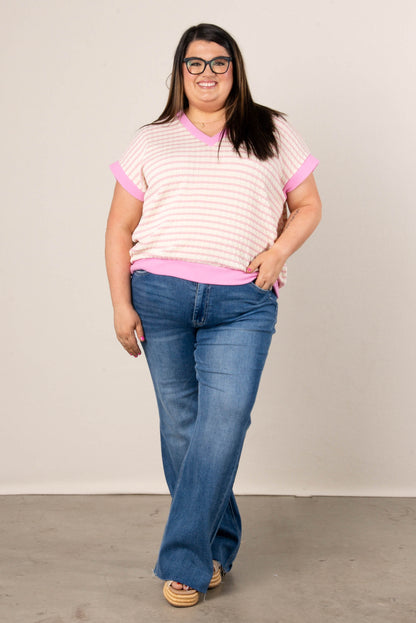 Textured Stripe Dolman Top