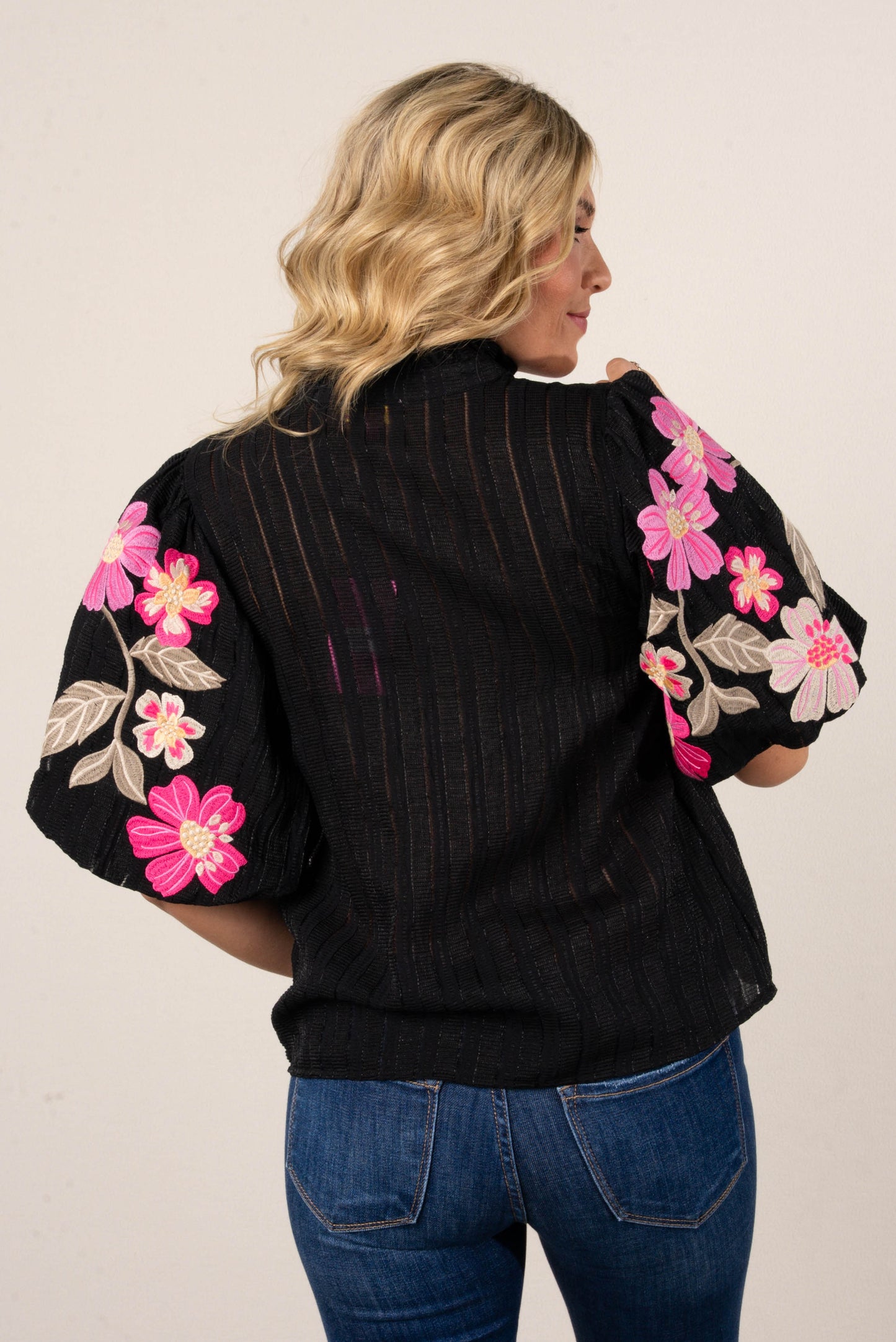 Textured Floral Embroidered Top