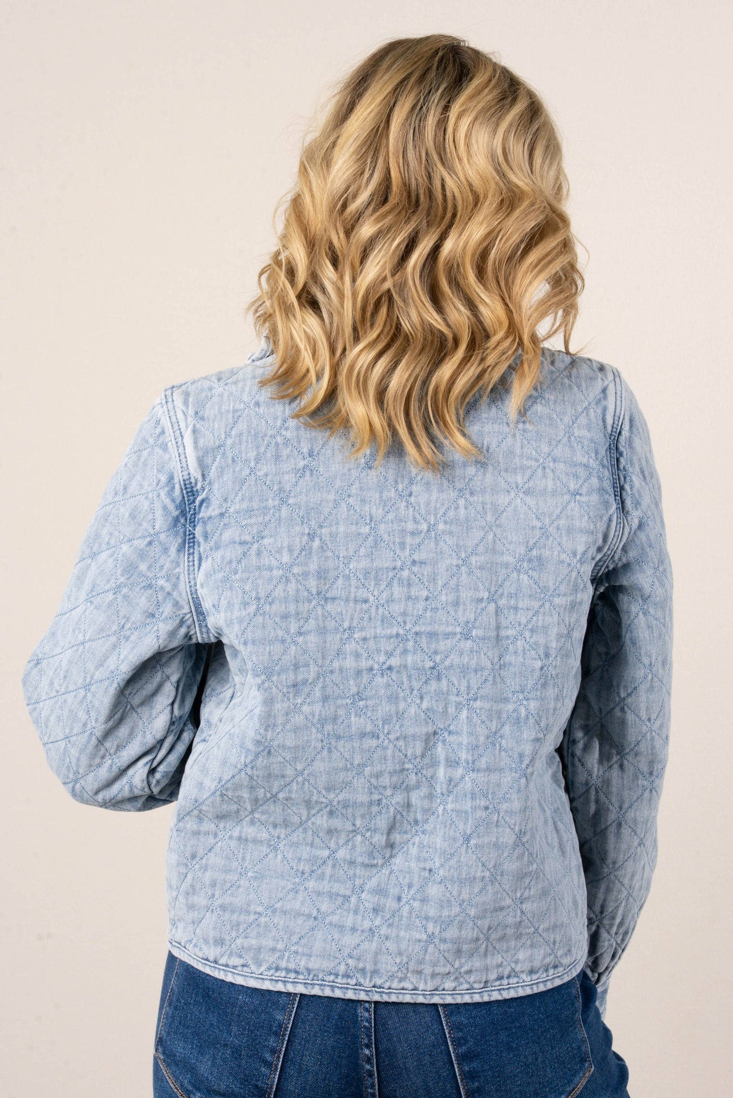 Quilted Bow Front Denim Jacket