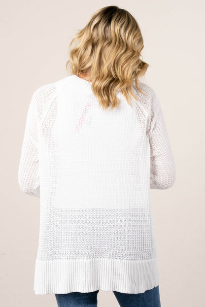 Open Knit Button Up Cardigan