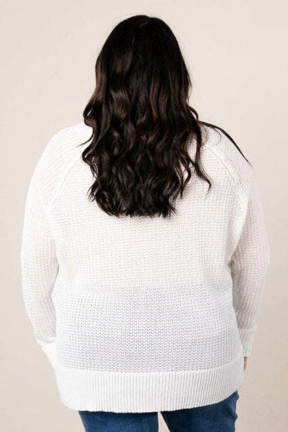 Open Knit Button Up Cardigan