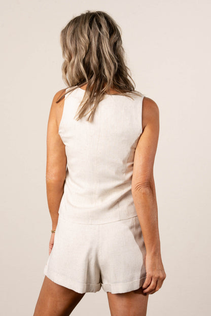 Linen Tank + Shorts Set in Oatmeal