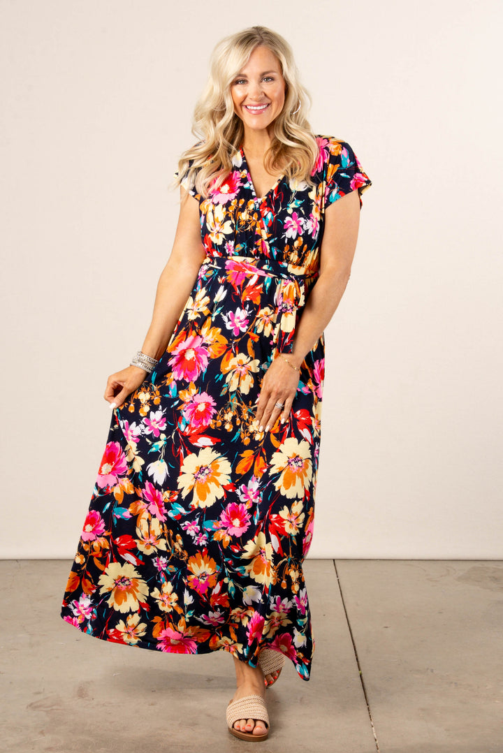 Floral Surplice Maxi Dress