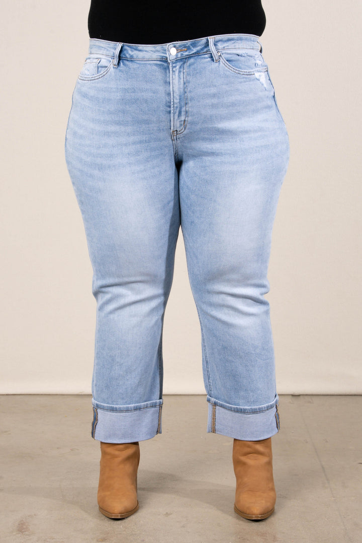 Mica Denim | Linda Mid Rise Cuffed Crop Straight Leg Jeans