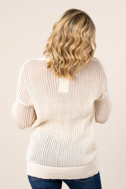 V-Neck Crochet Sweater