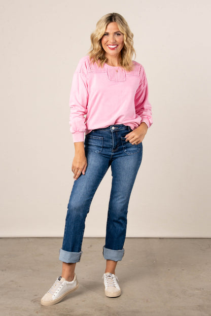 Pintuck Detail washed Sweatshirt