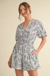 Tropical Smocked Waist Romper *Final Sale*