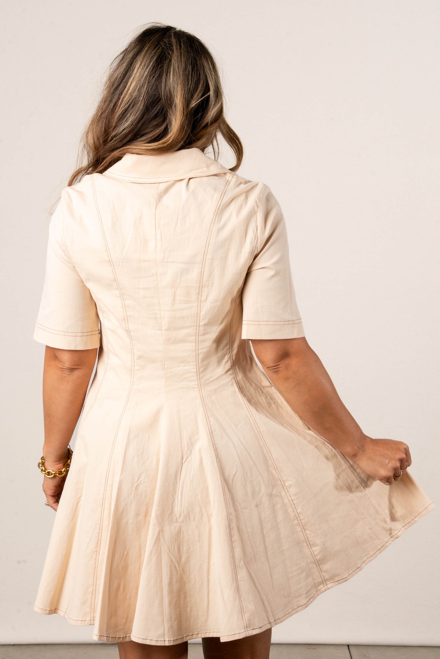 Seamed Fit + Flare Shirt Dress