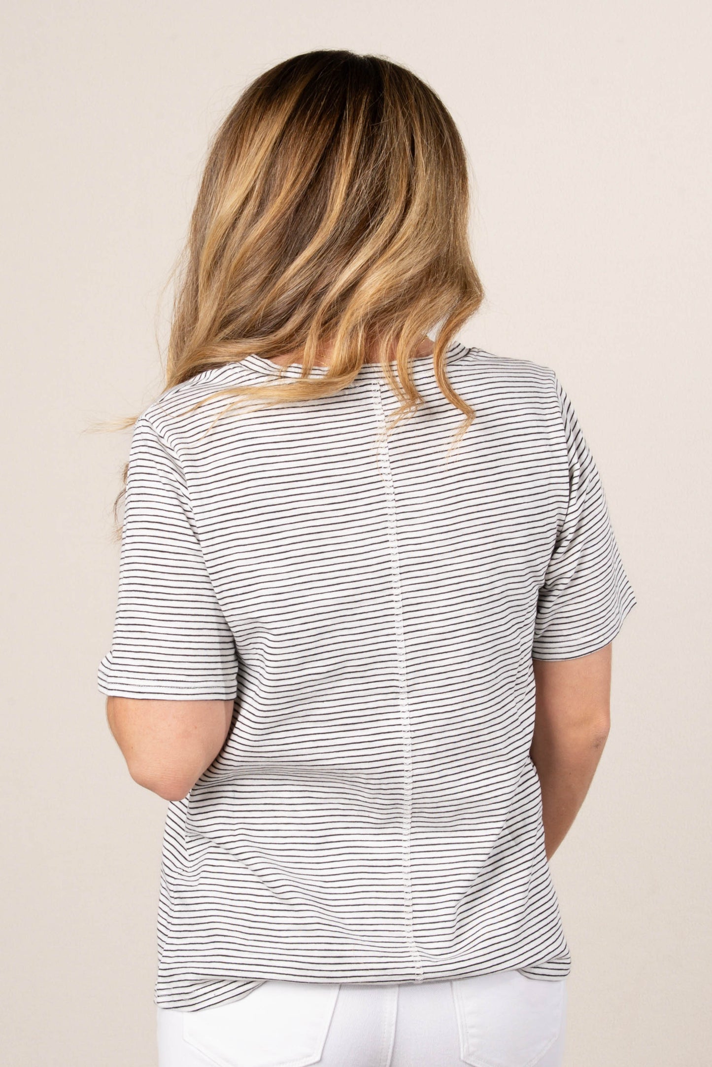 Pinstriped Round Neck Top