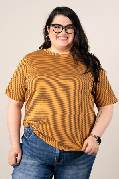 Pinstriped Round Neck Top