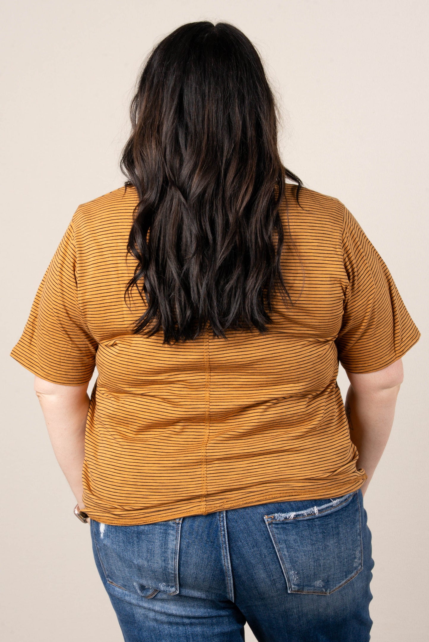 Pinstriped Round Neck Top