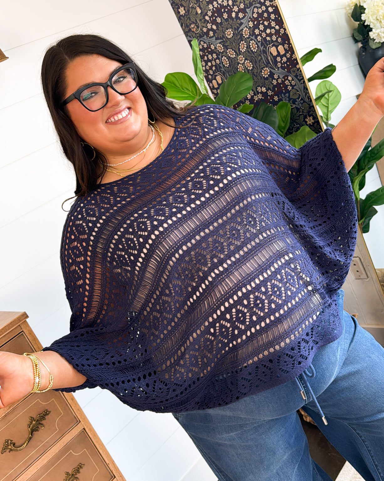 Feeling Breezy Open Knit Batwing Top