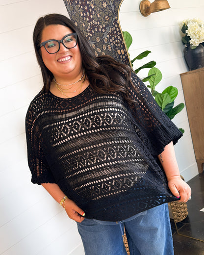 Feeling Breezy Open Knit Batwing Top