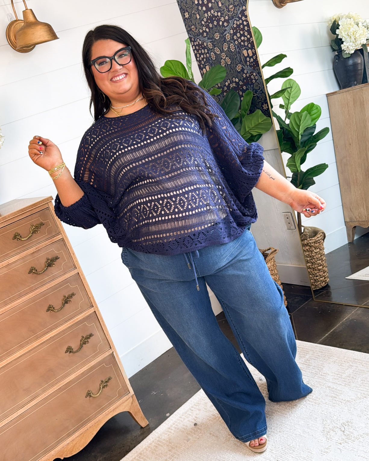 Feeling Breezy Open Knit Batwing Top