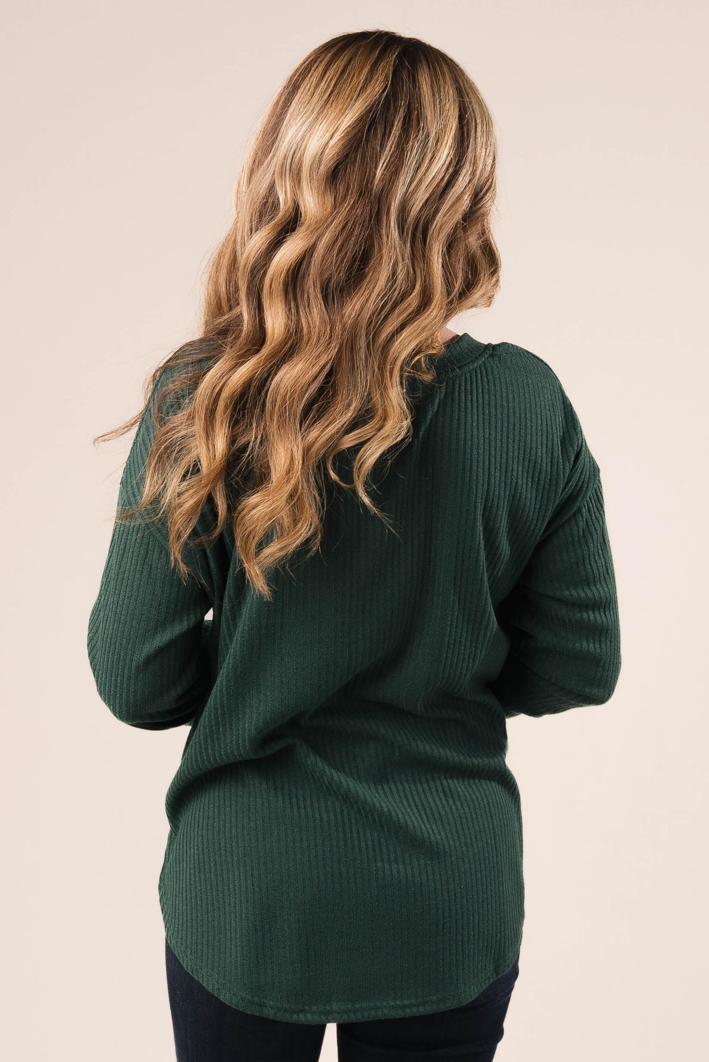 Ribbed Tab Sleeve Henley Top