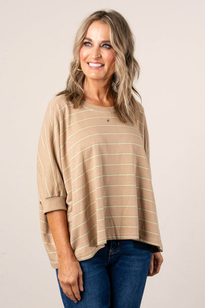 Jersey Knit Striped Dolman Top