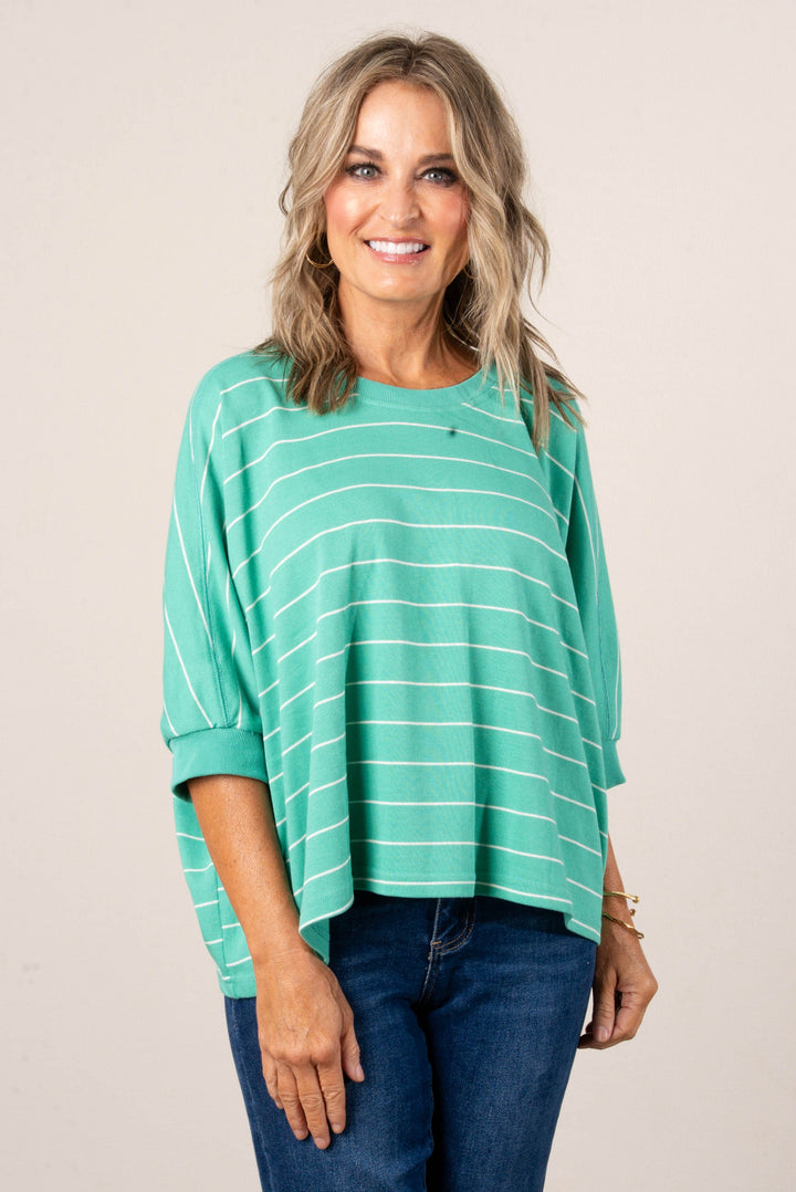 Jersey Knit Striped Dolman Top
