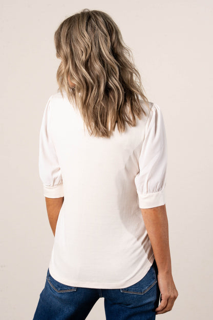 Contrast Knit Henley Top