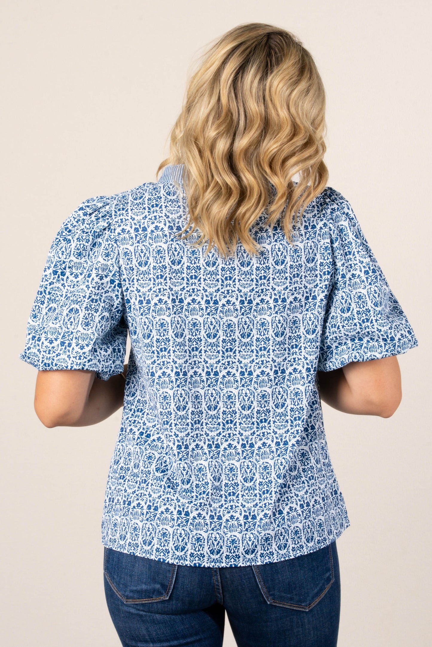 Georgia Mae Mixed Print Lace Trim Top