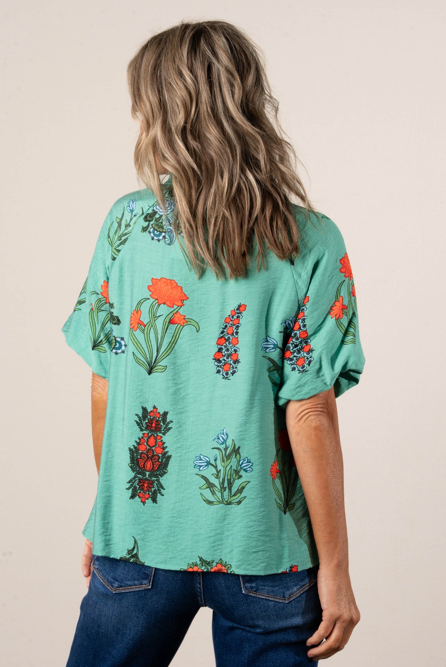 Georgia Mae Floral Frill Neck Blouse