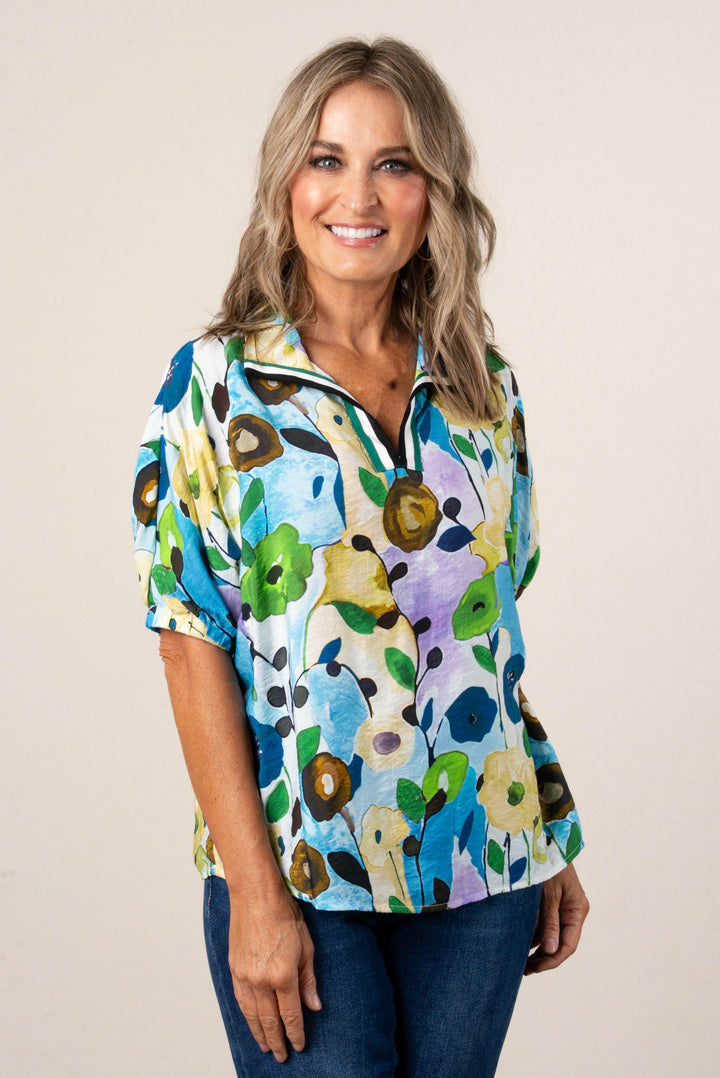 Georgia Mae Floral Stand Collar Blouse