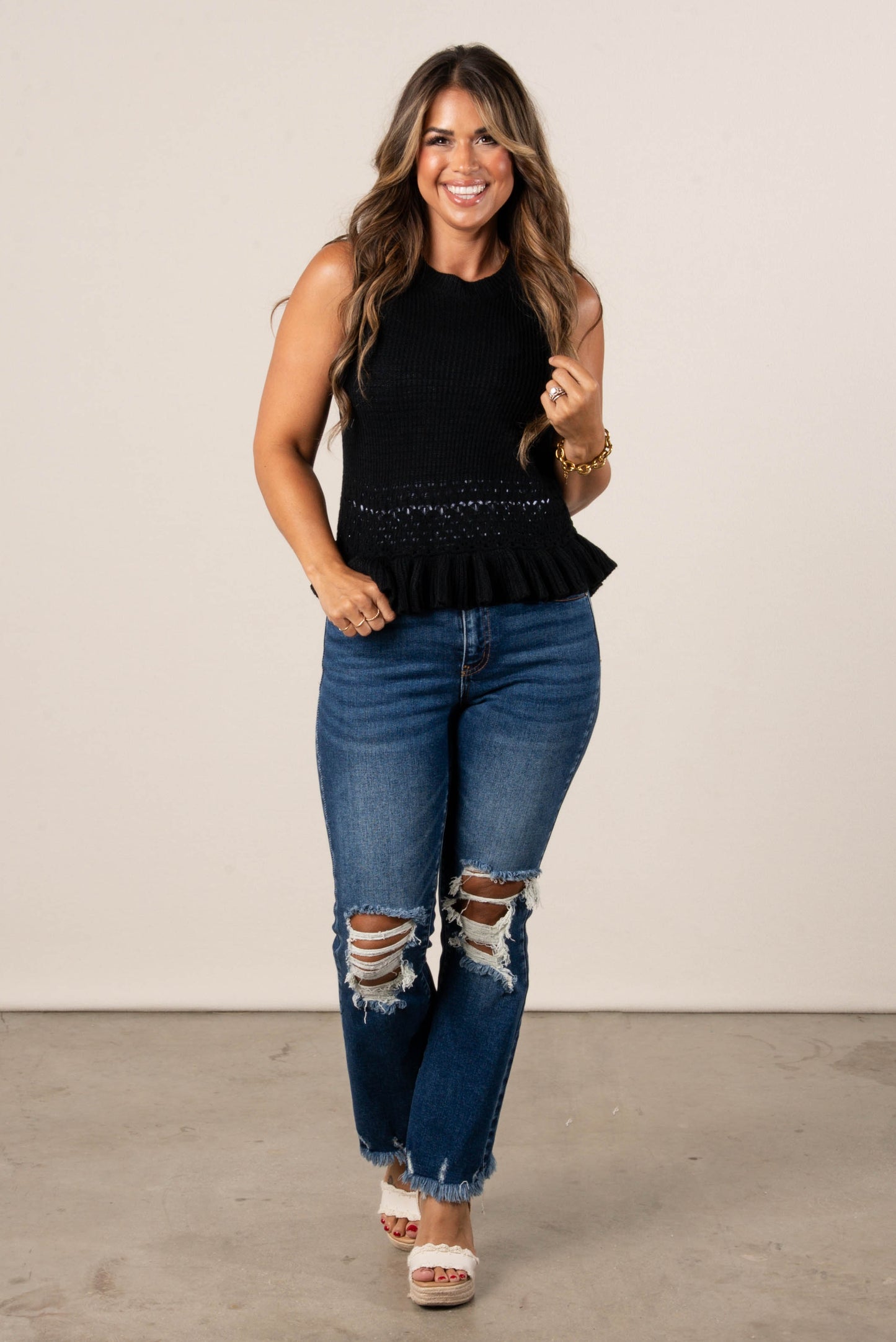 Georgia Mae Crocheted Sleeveless Sweater