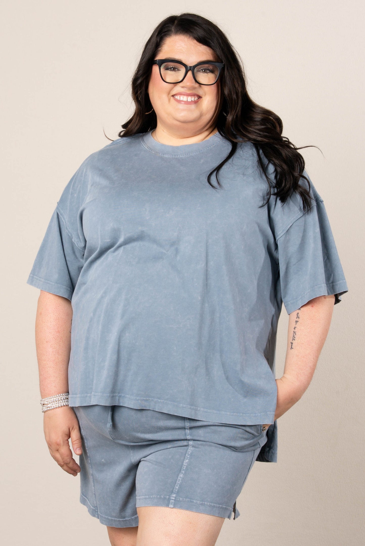 Addy Mae Mineral Washed Tee + Shorts Set