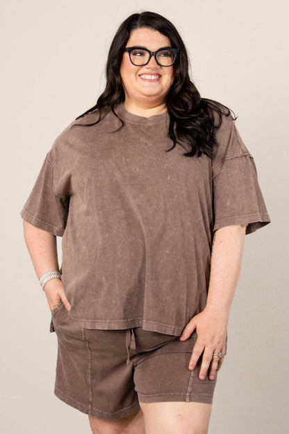 Addy Mae Mineral Washed Tee + Shorts Set