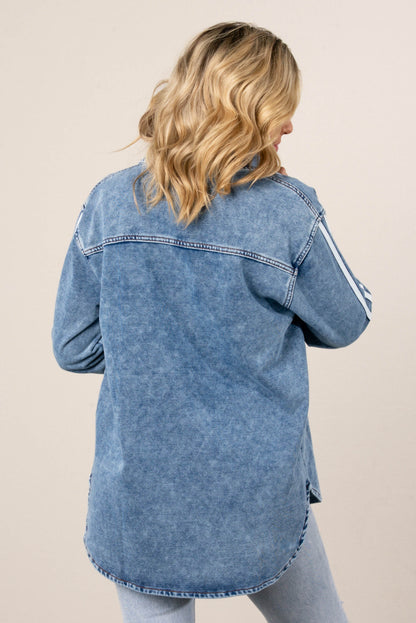 Sammie Striped Sleeve Denim Shirt