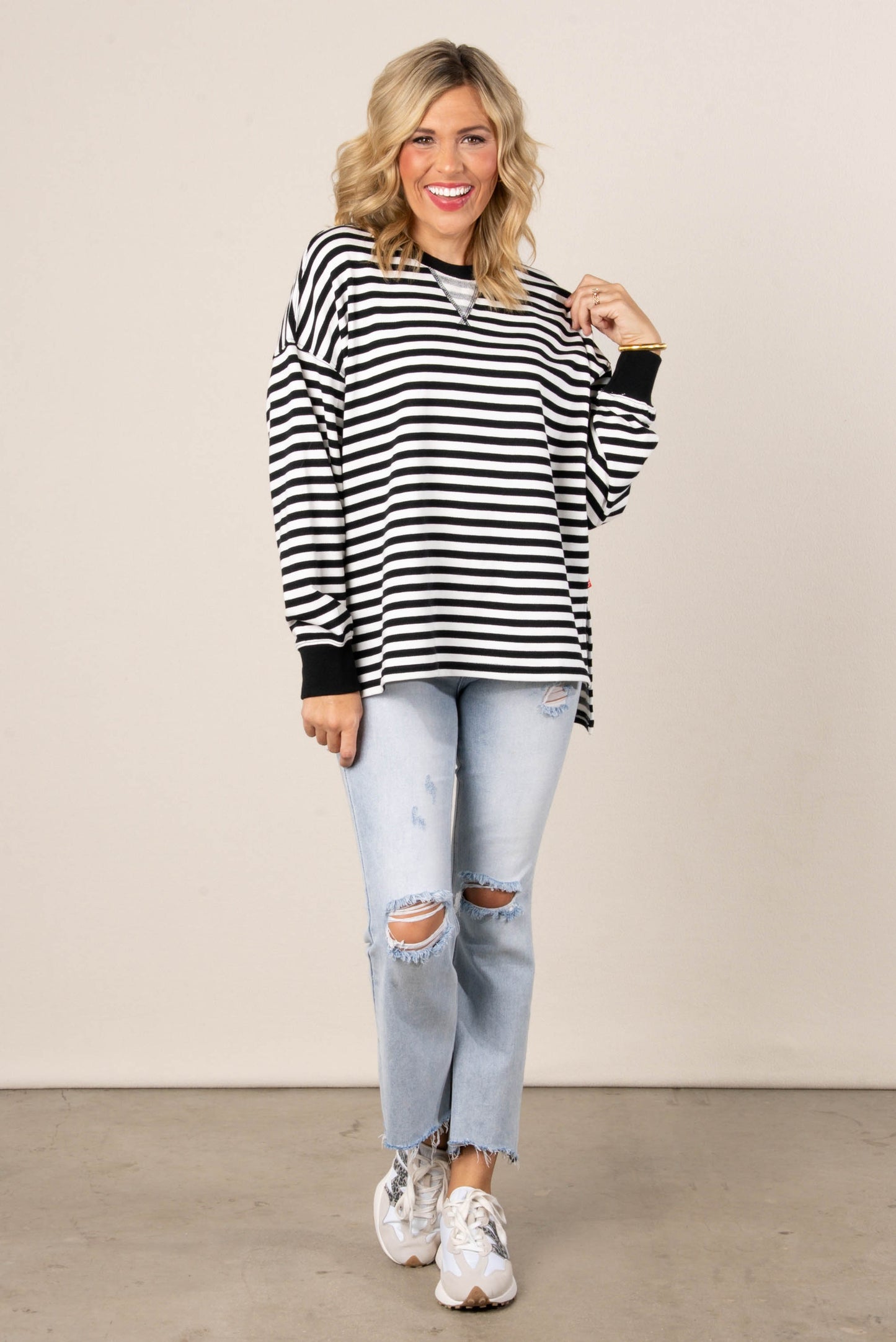 Terri Striped Top Stitch Top