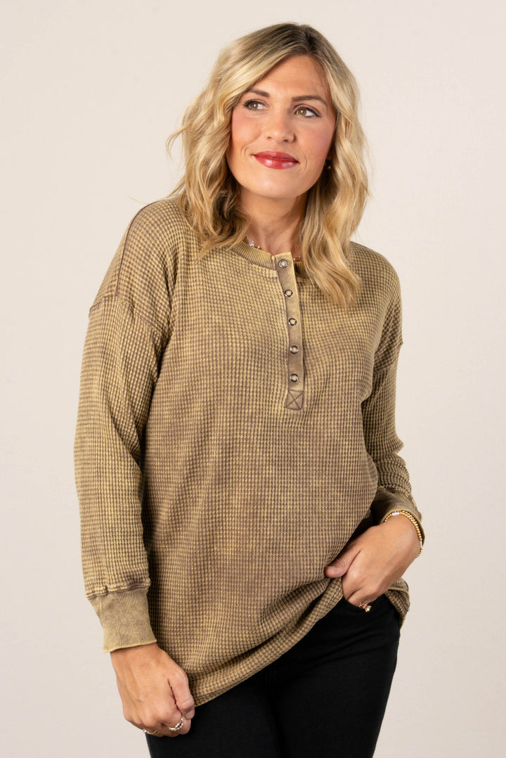 Lonnie Washed Waffle Knit Top