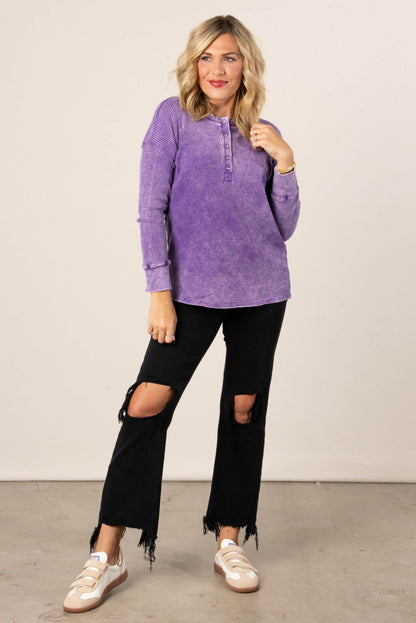 Lonnie Washed Waffle Knit Top