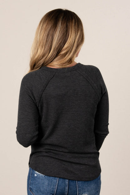 Addison Waffle Knit Raglan Top