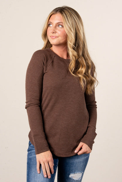 Addison Waffle Knit Raglan Top