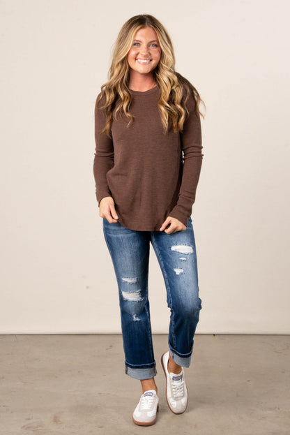Addison Waffle Knit Raglan Top