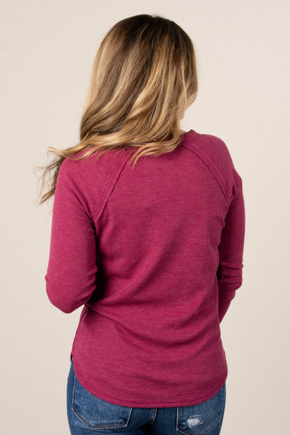 Addison Waffle Knit Raglan Top