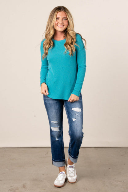Addison Waffle Knit Raglan Top