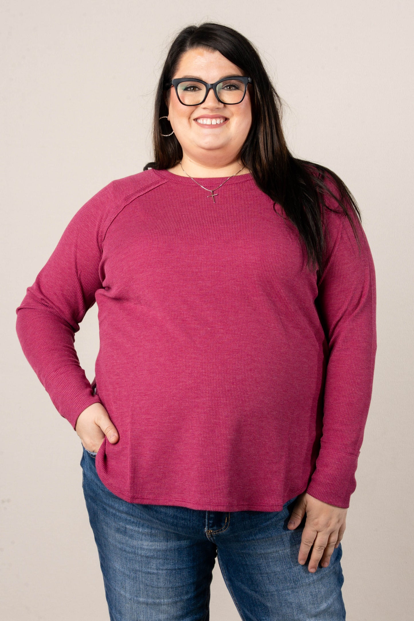 Everly Waffle Knit Raglan Top