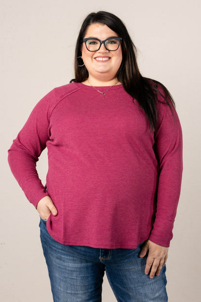 Everly Waffle Knit Raglan Top