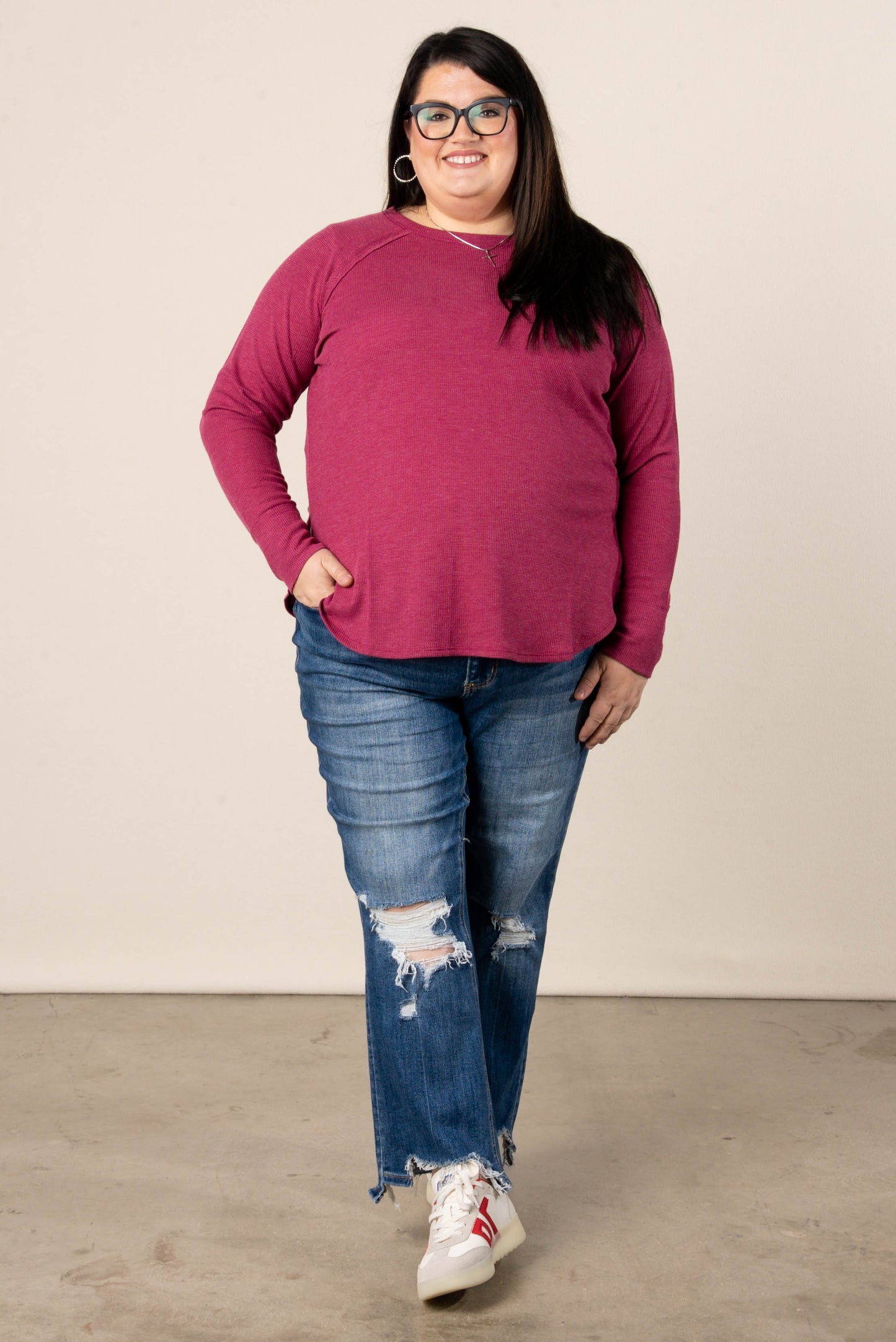 Everly Waffle Knit Raglan Top
