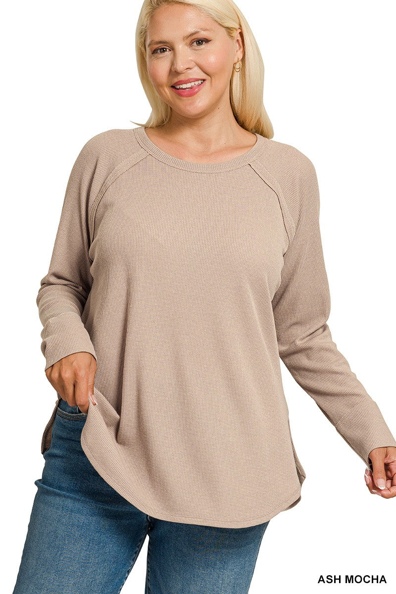 Everly Waffle Knit Raglan Top