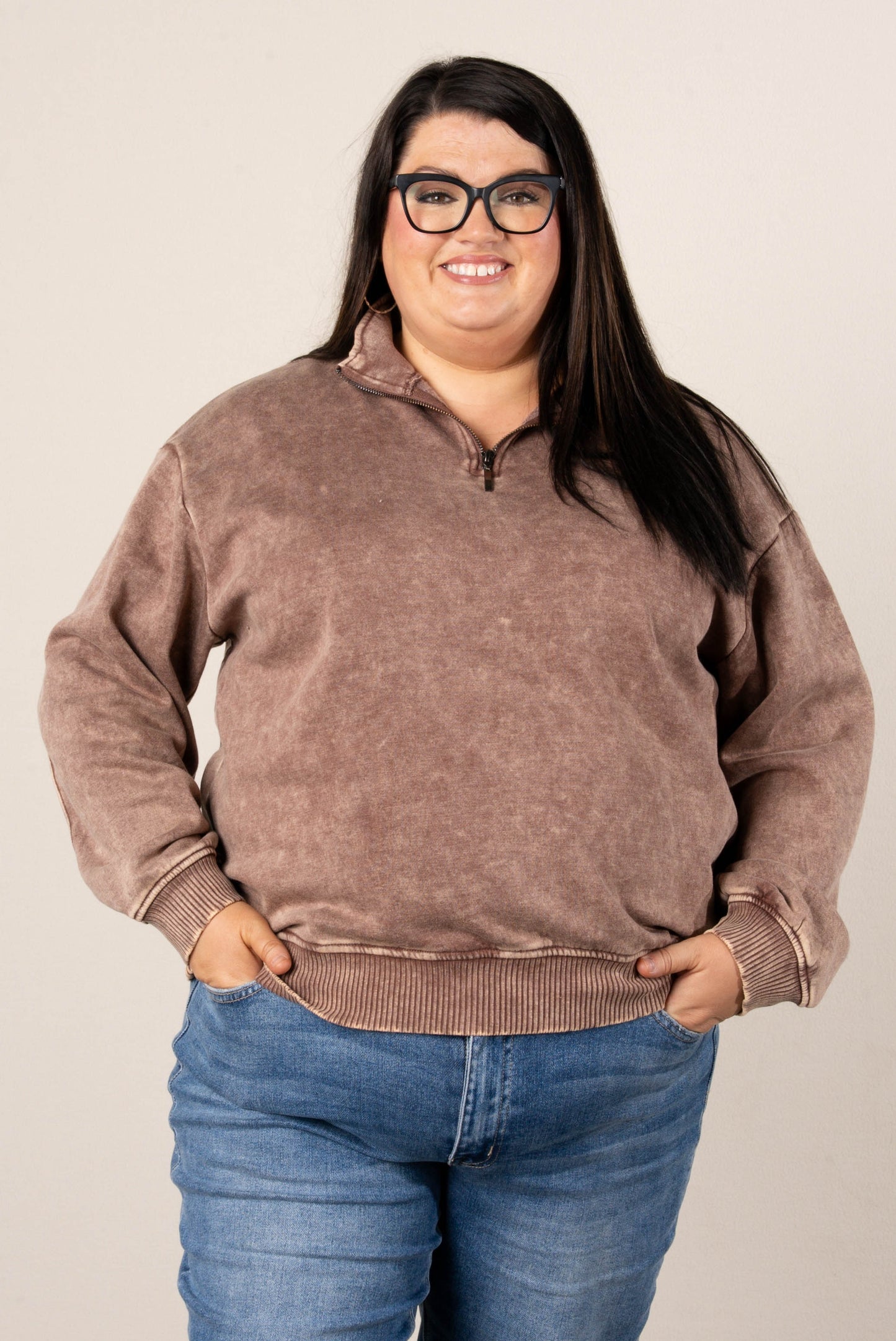 Hadley Acid Washed Quarter Zip Pullover
