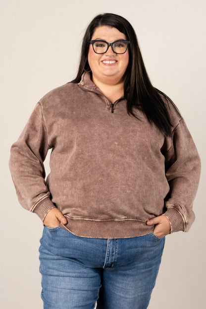 Hadley Acid Washed Quarter Zip Pullover
